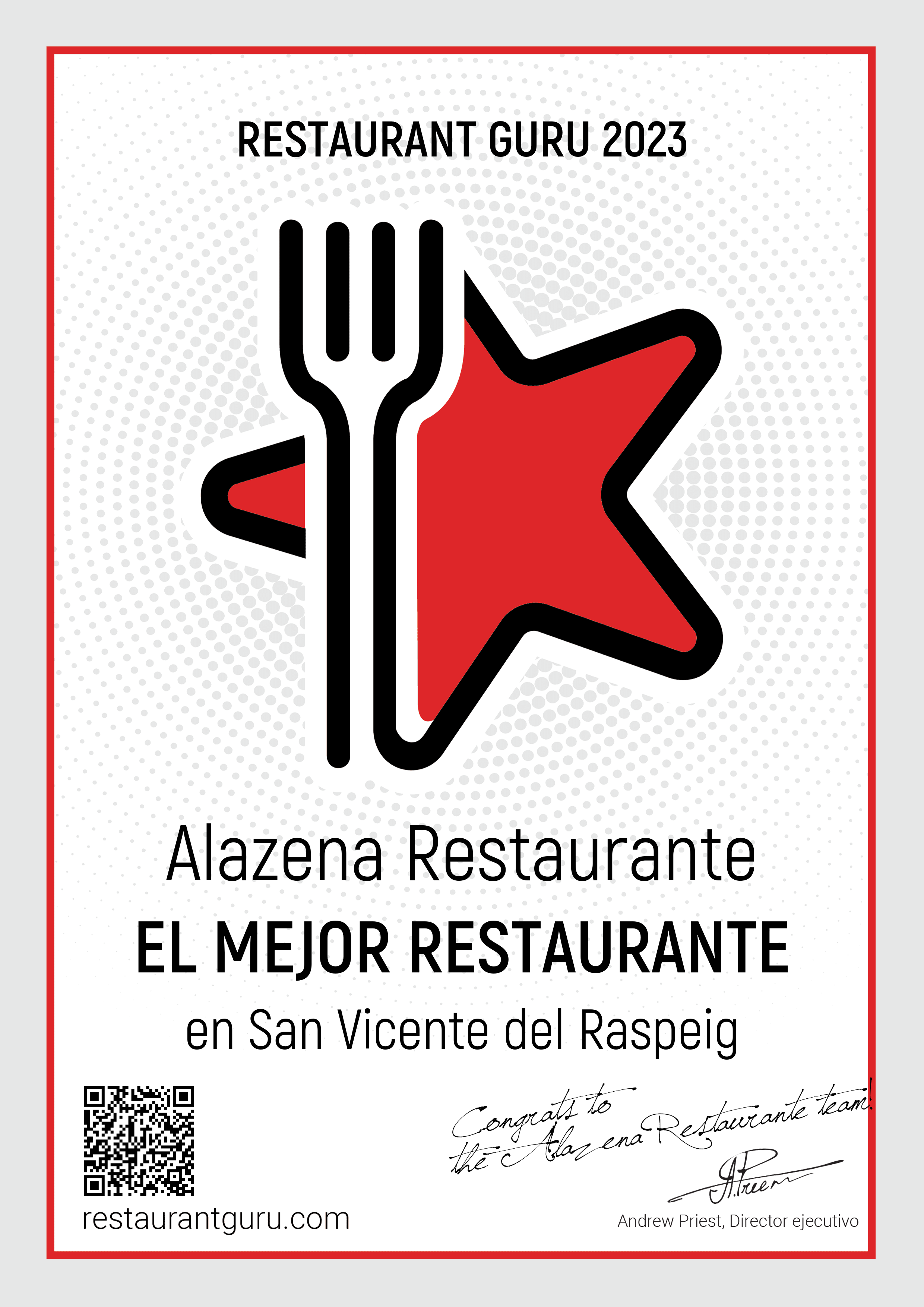 Premio al mejor restaurante de San Vicente del Raspeig en RestaurantGuru
